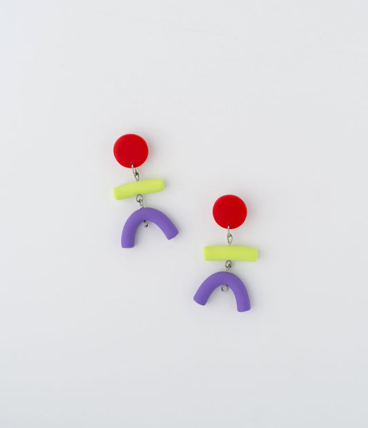 Stick Figure earrings by APÖ, handmade polymer clay earrings featuring playful abstract shapes and vibrant colors, lightweight and customizable.
